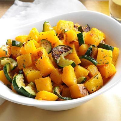 meyer citroen geroosterde butternut squash en courgette