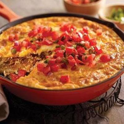 chorizo, aardappel en groene chili omelet