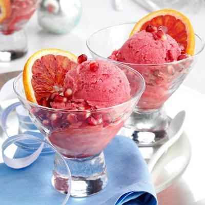 bloed oranje-granaatappel sorbet