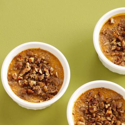 pompoenpudding met knapperig gekruid pecannopvulling