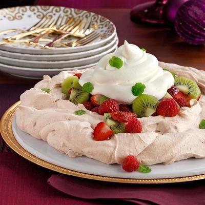 chocolade pavlova met grand marnier slagroom