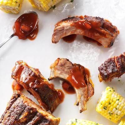 ribben met pittige perziksaus