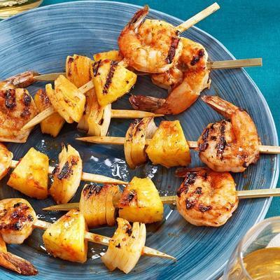pittig gegrilde garnalen Kabobs