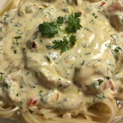 yoghurt garnalen fettuccine