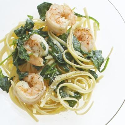 knoflook garnalen Linguine