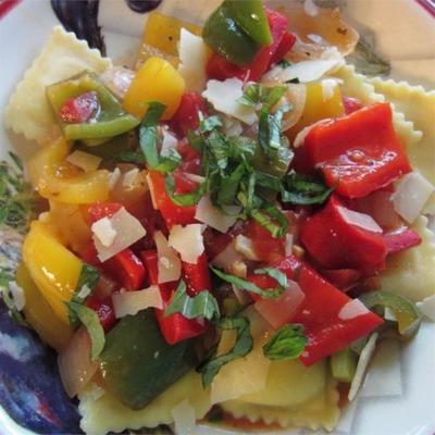 kaasravioli met drie peper-topping