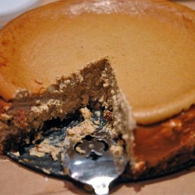 pompoen cheesecake in een gingersnap korst