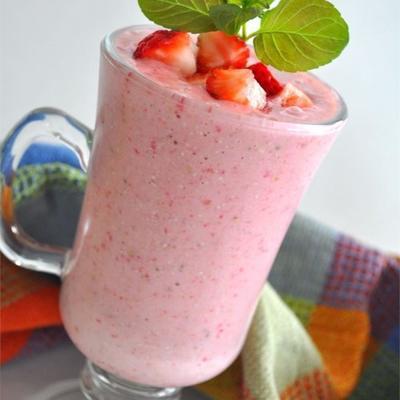 aardbei havermout ontbijt smoothie