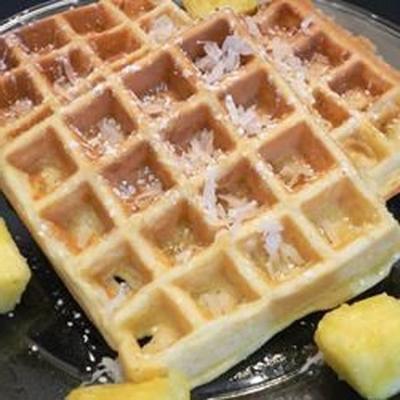 Hawaiiaanse wafels met ananas en kokosnoot