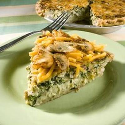 belle en chron's quiche met spinazie en paddenstoelen