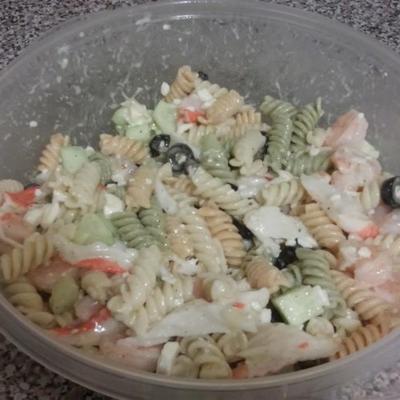 krab en garnalen pastasalade