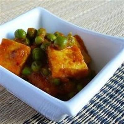 indian matar paneer (kwark en erwten)