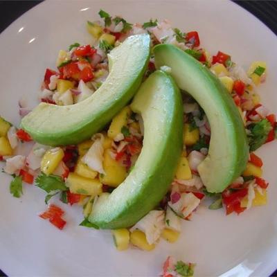 krab en avocadosalade met fruitsalsa