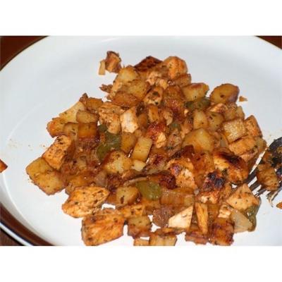 chicken chili hash met pepers en koriander