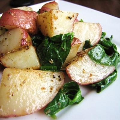 geroosterde aardappelen met greens