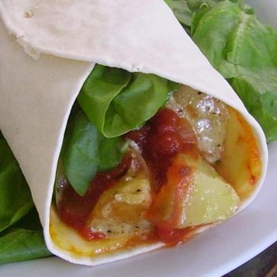 curried chipotle aardappel, spinazie en kaaswraps