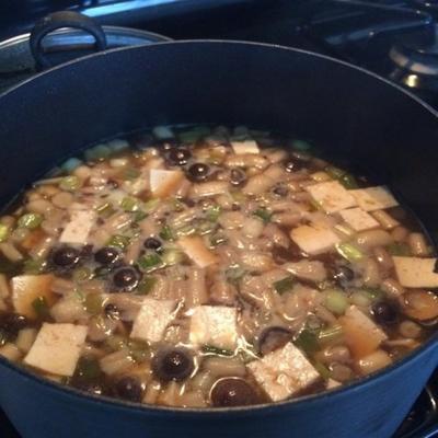 Japanse soep met tofu en champignons