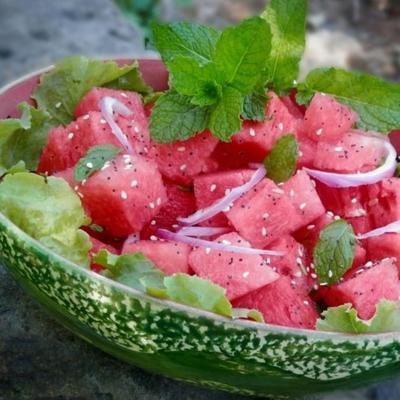 spinazie watermeloen-muntsalade