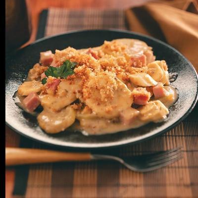 pastinaak en aardappelgratin met ham