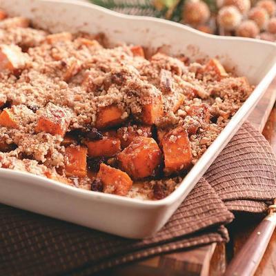 geroosterde zoete aardappelen met kaneel crunch