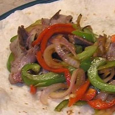 biefstuk, ui en peper fajitas