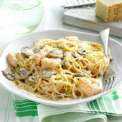 Dijon garnalen met pasta