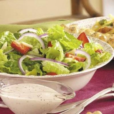 aardbei, ui en romaine sla salade