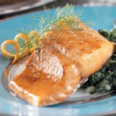 honing-mosterd geglaceerde zalm