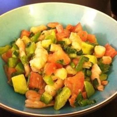 avocado-limoen garnalensalade (ensalada de camarones con aguacate y limon)