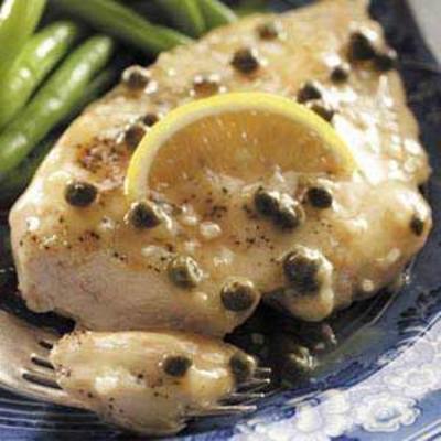 knoflook kip in citroen kappertjes saus