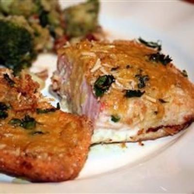 Crusted zalm met honing-mosterd saus