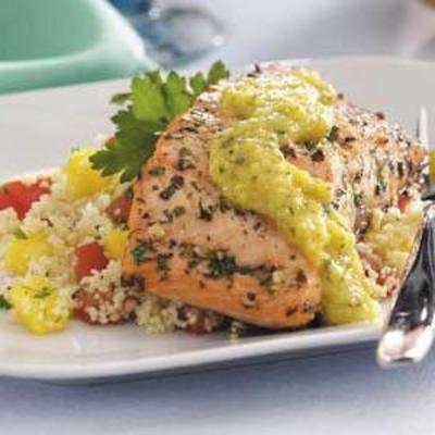 tropische zalm en mango couscous