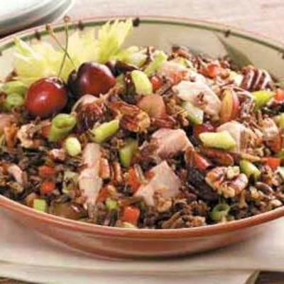 gerookte kalkoen en wilde rijstsalade