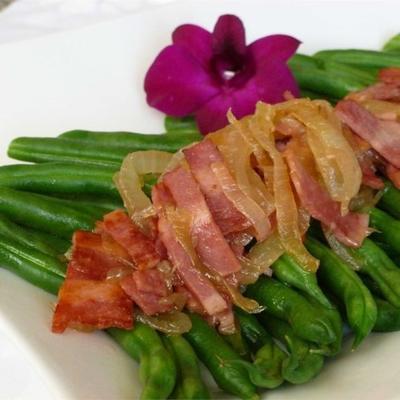 groene bonen met smokey bacon vinaigrette