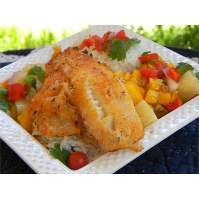 lawanna's mangosalsa op tilapia-filets