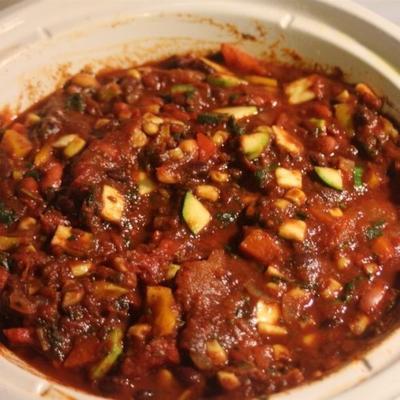 stevige veganistische slow-cooker chili