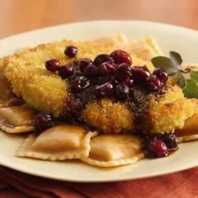 kalkoen scallopini en squash ravioli met cranberry bruine boter