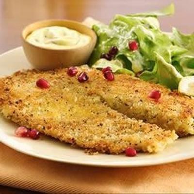 aangebraden citroenpeper tilapia met romige pompoenzaadvinaigrettesalade met granaatappelpitjes