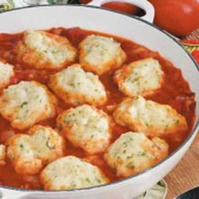 peterselie dumplings met tomaten