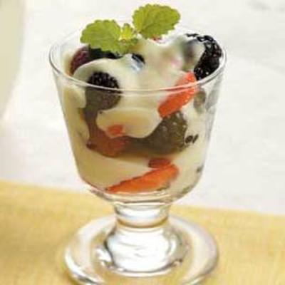 gemengde bessenparfait met vanille-vlassaus