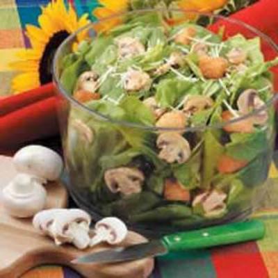 bieslook-champignon spinazie salade