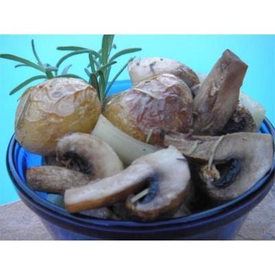 honing-geroosterde aardappelen en champignons