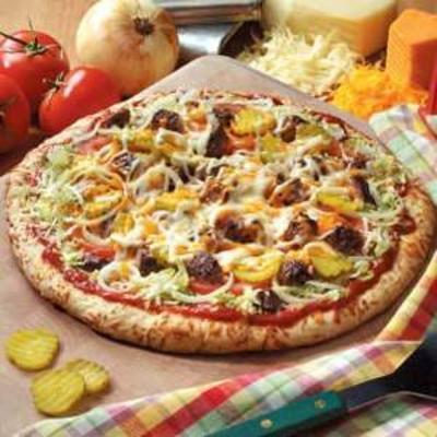 gegrilde cheeseburger pizza