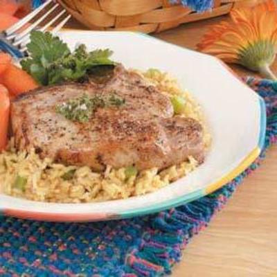 varkenskoteletten met komijnrijst