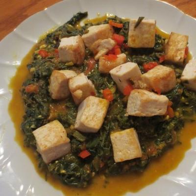 palak paneer (Indische spinazie en paneer)