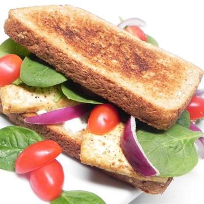 geroosterde, gemarineerde tofu sandwich