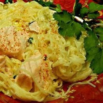 romige pasta met zalm en prei