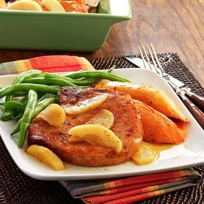 gerookte varkenskarbonades met zoete aardappelen