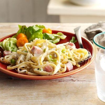 spinazie linguine met ham