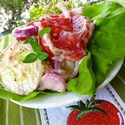 romige komkommer en tomatensalade